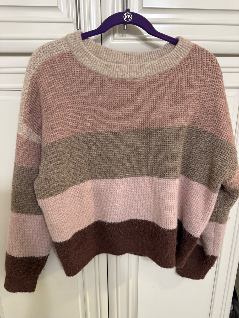Thread & Supply Striped Crewneck Sweater in Pink, Brown & Taupe